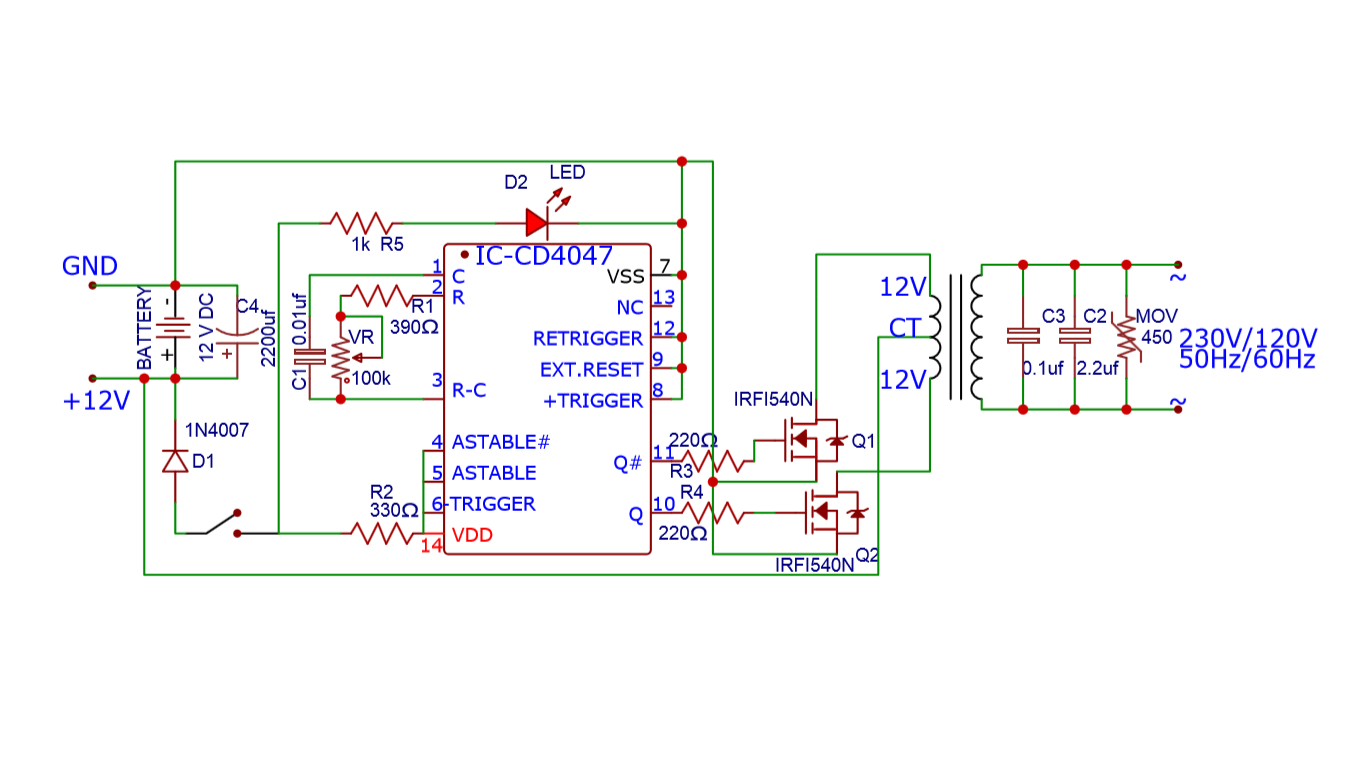 power inverter using ic CD 4047