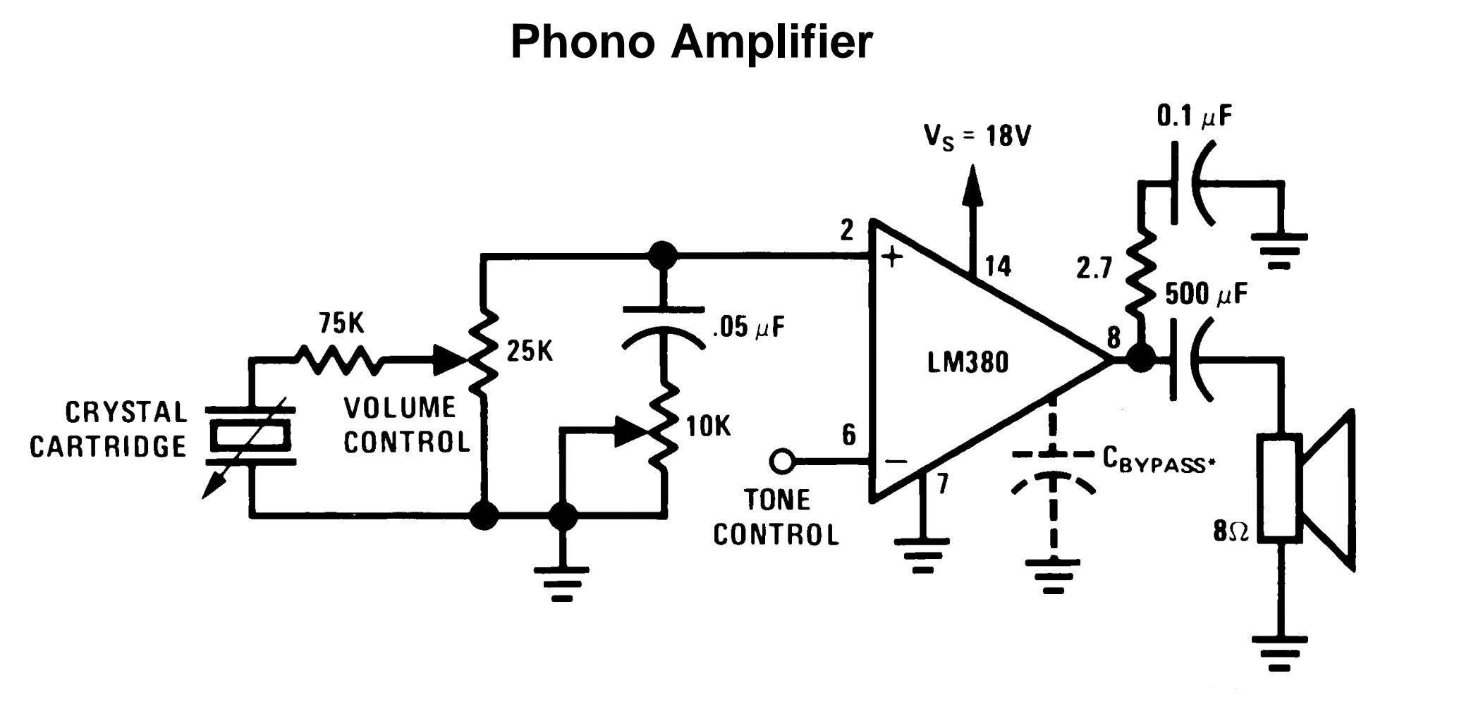 Phone amplifier using lm380 IC