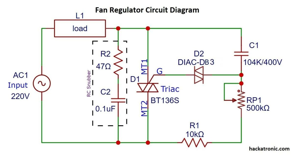 circuit of fan regulator using triac