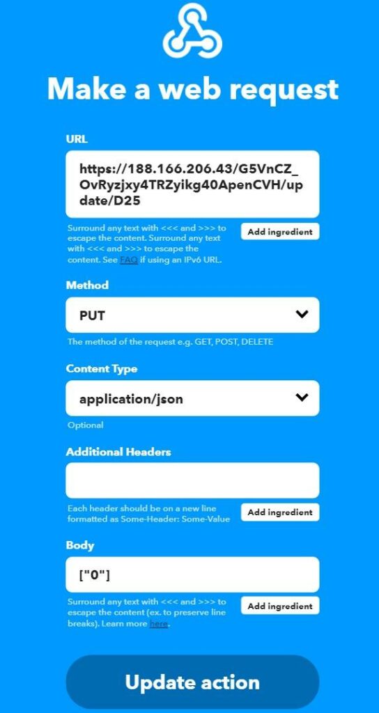 IFTTT webhooks url