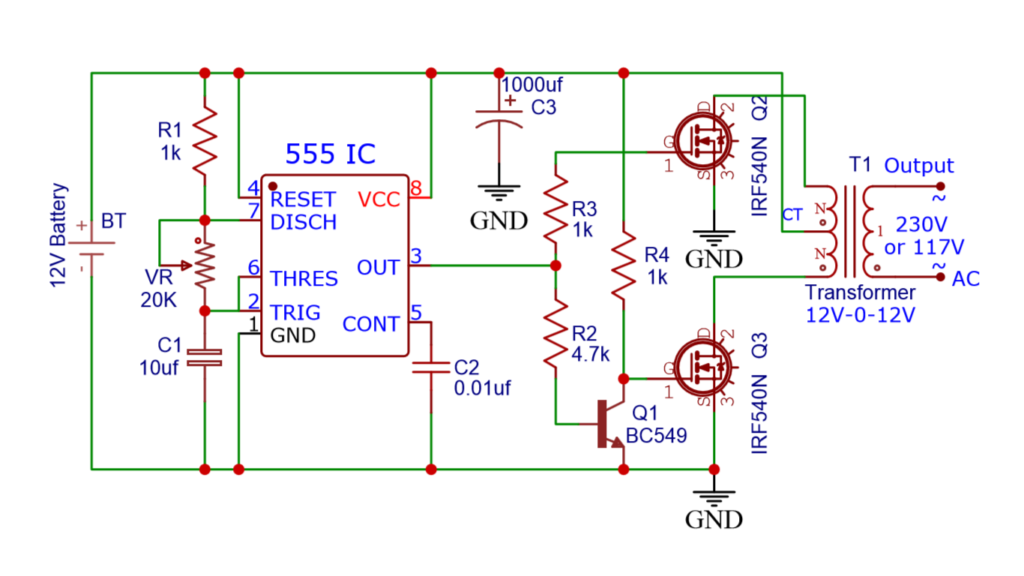 12v to 230v inverter circuit diagram