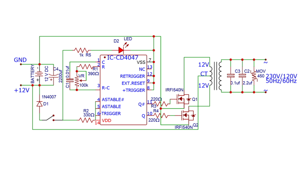 power inverter using ic CD 4047