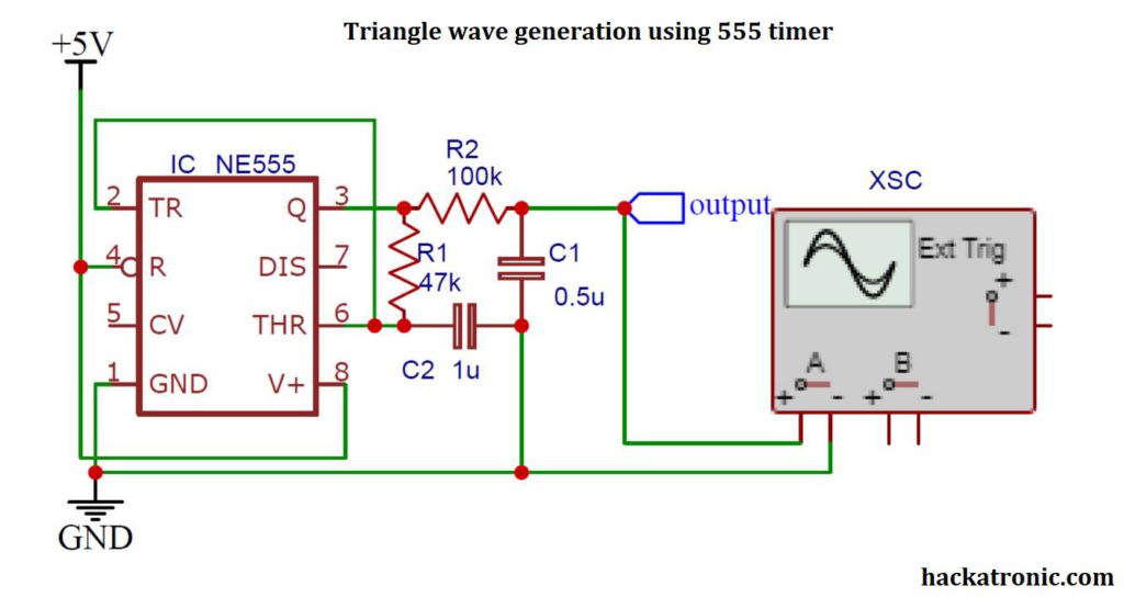 Triangle wave generation using 555 timer