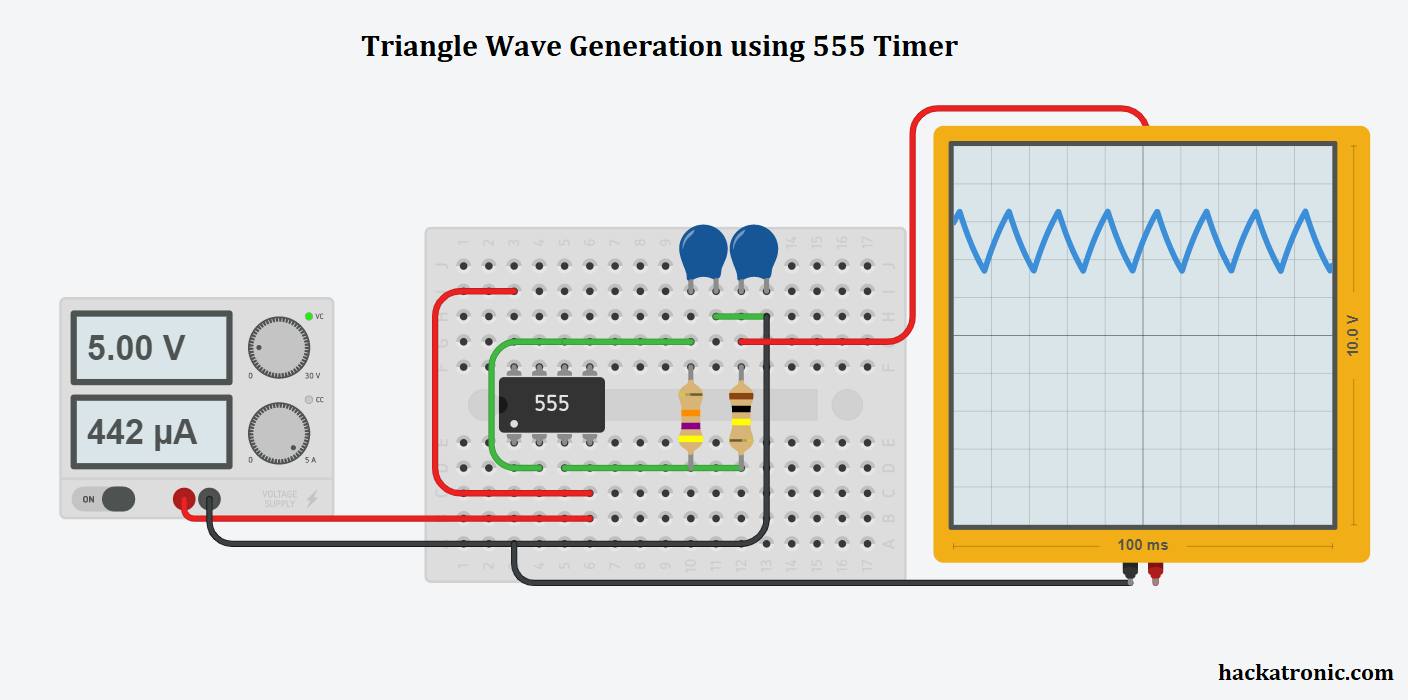 Triangle wave generation using 555 timer