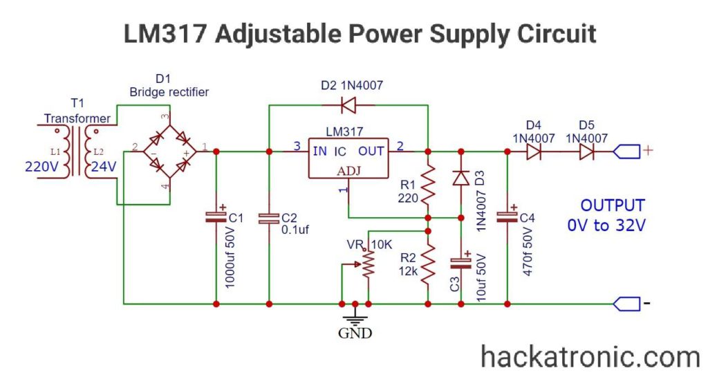 LM317 variable power supply circuit 
