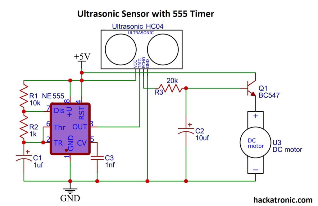 Ultrasonic sensor 555 timer
