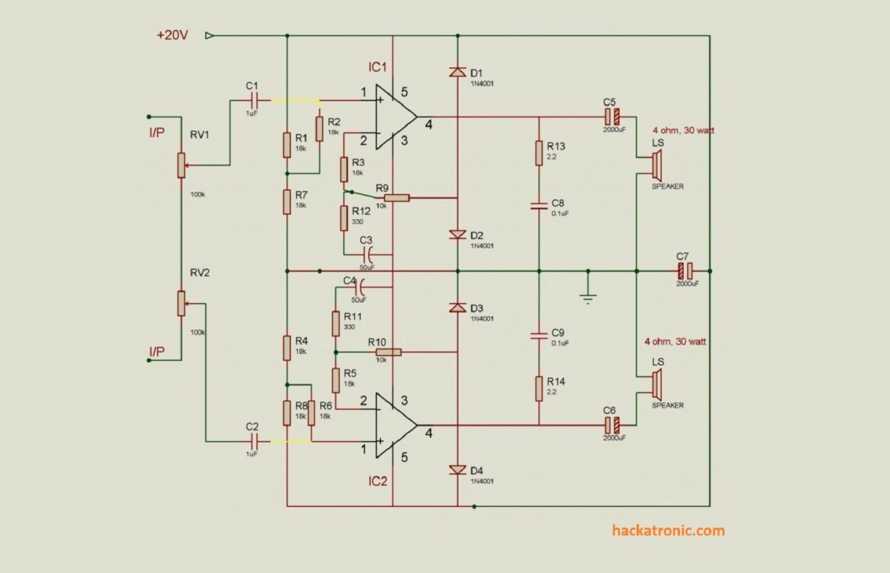 Stereo Amplifier 20w 12v Review Skema Rangkaian Elektronika - Riset