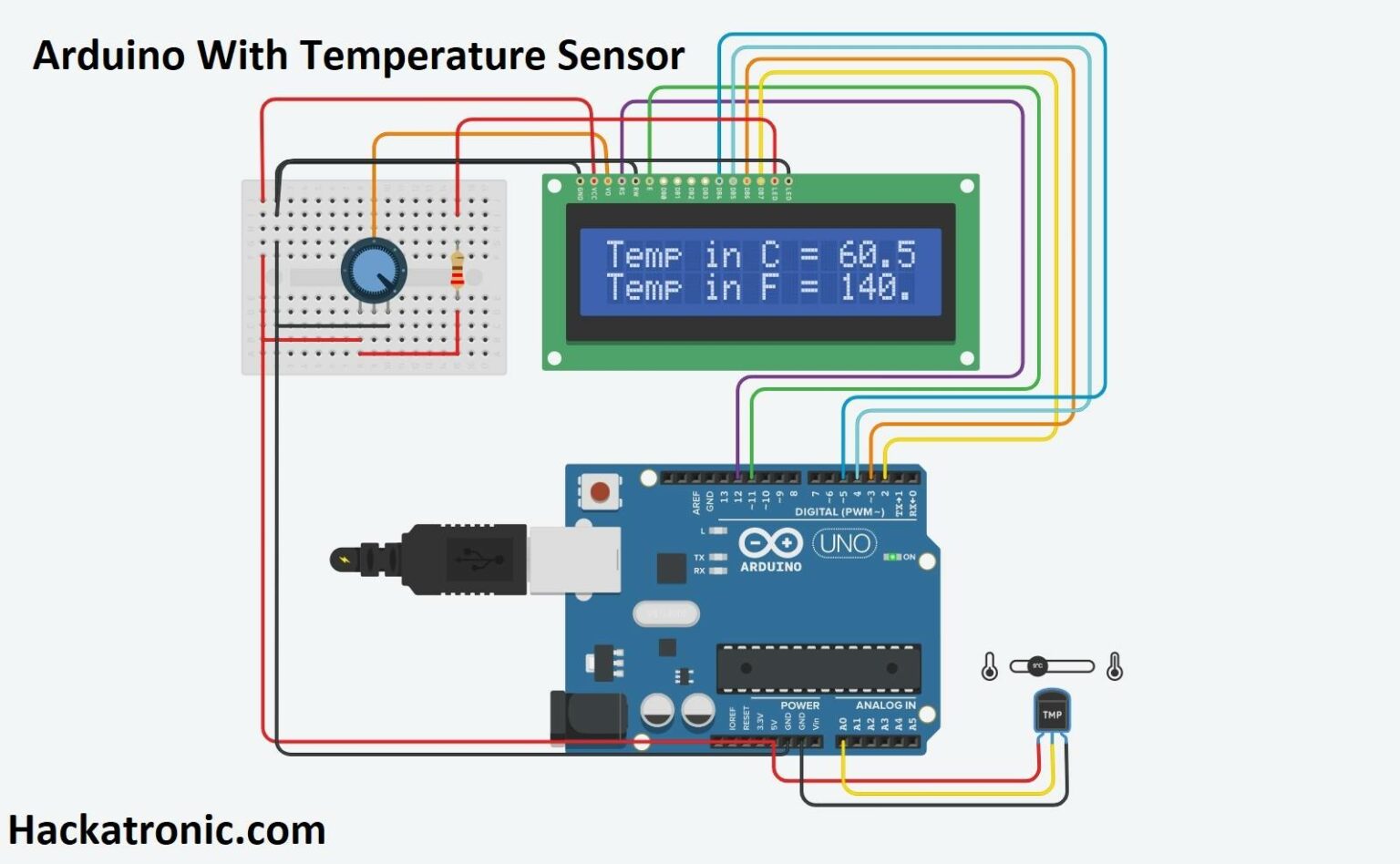 Arduino with temperature sensor - Interfacing LCD and LM35