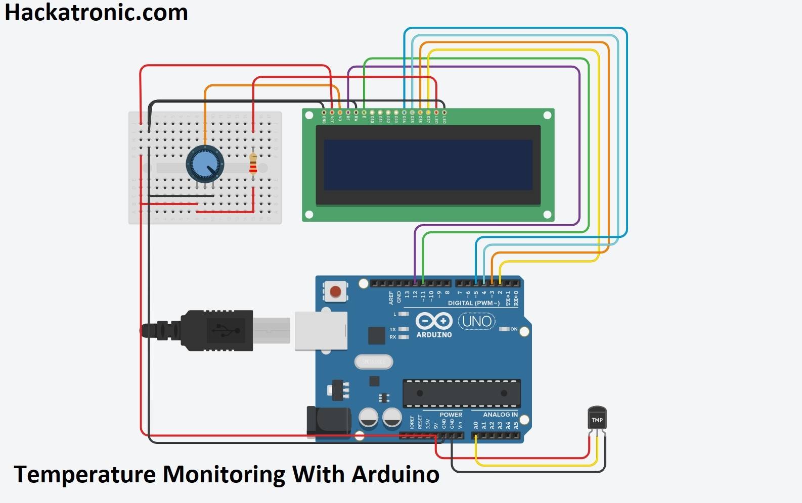 LM35 Temperature Sensor Display on LCD - Arduino Tutorial