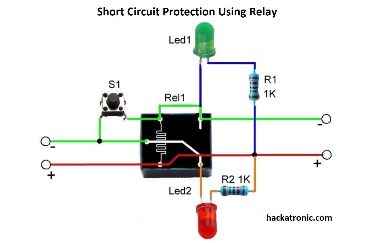 Short circuit protection using relay