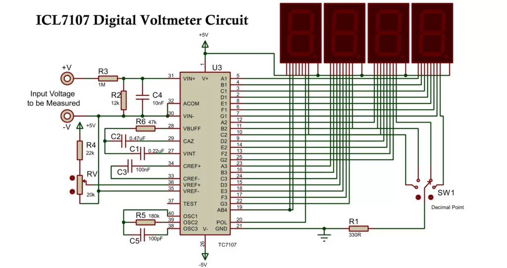 ICL7107 Digital Voltage Meter Circuit