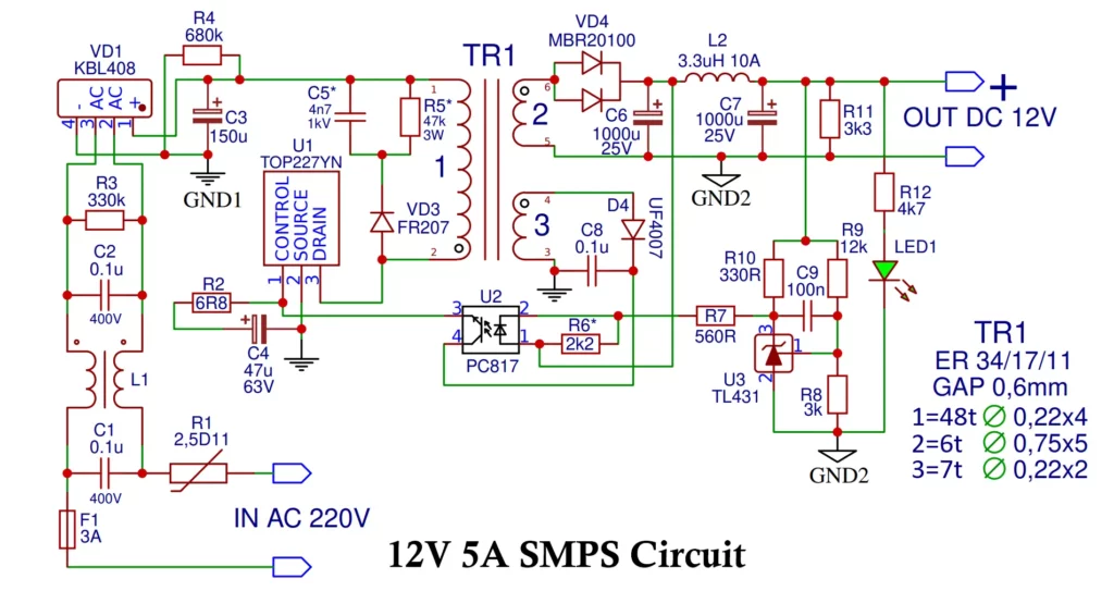 12V 5A SMPS Circuit