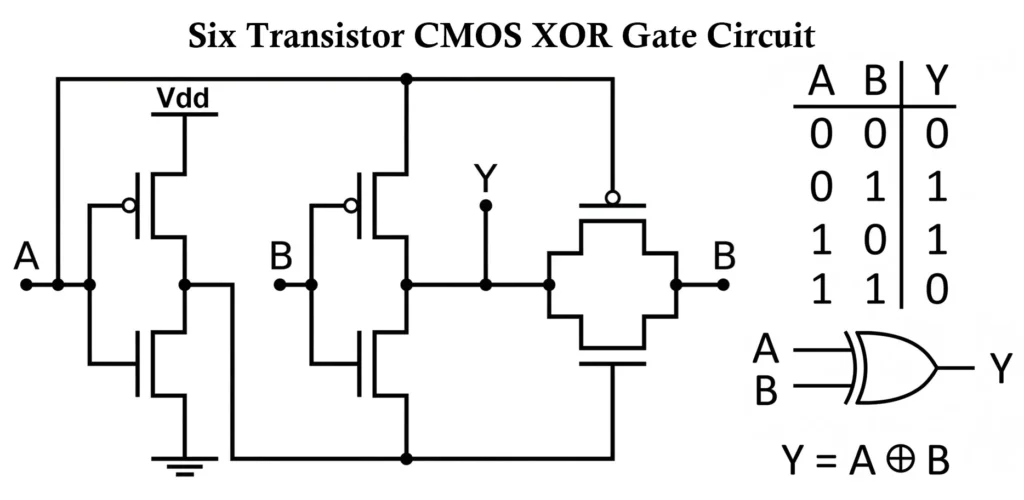 6 Transistor CMOS XOR Gate Circuit